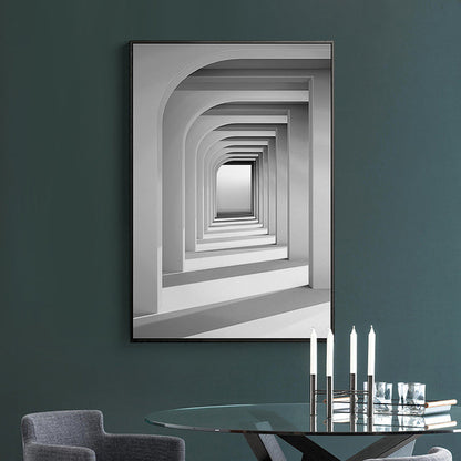 Vivolux | Lange Korridor Wandkunst Dekor Vintage Leinwand Texturiertes Gemälde in Grau, Mehrere Größen