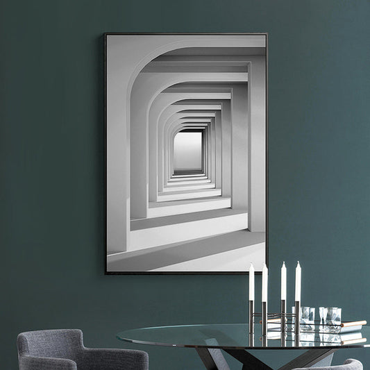 Vivolux | Lange Korridor Wandkunst Dekor Vintage Leinwand Texturiertes Gemälde in Grau, Mehrere Größen