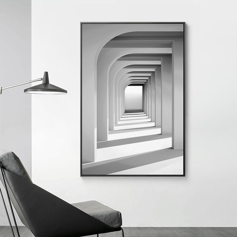 Vivolux | Lange Korridor Wandkunst Dekor Vintage Leinwand Texturiertes Gemälde in Grau, Mehrere Größen