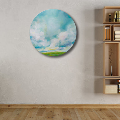 Vivolux | Pastellfarbige Wolkenlandschaft gemalte Texturierte moderne Kunst Esszimmer Leinwanddruck