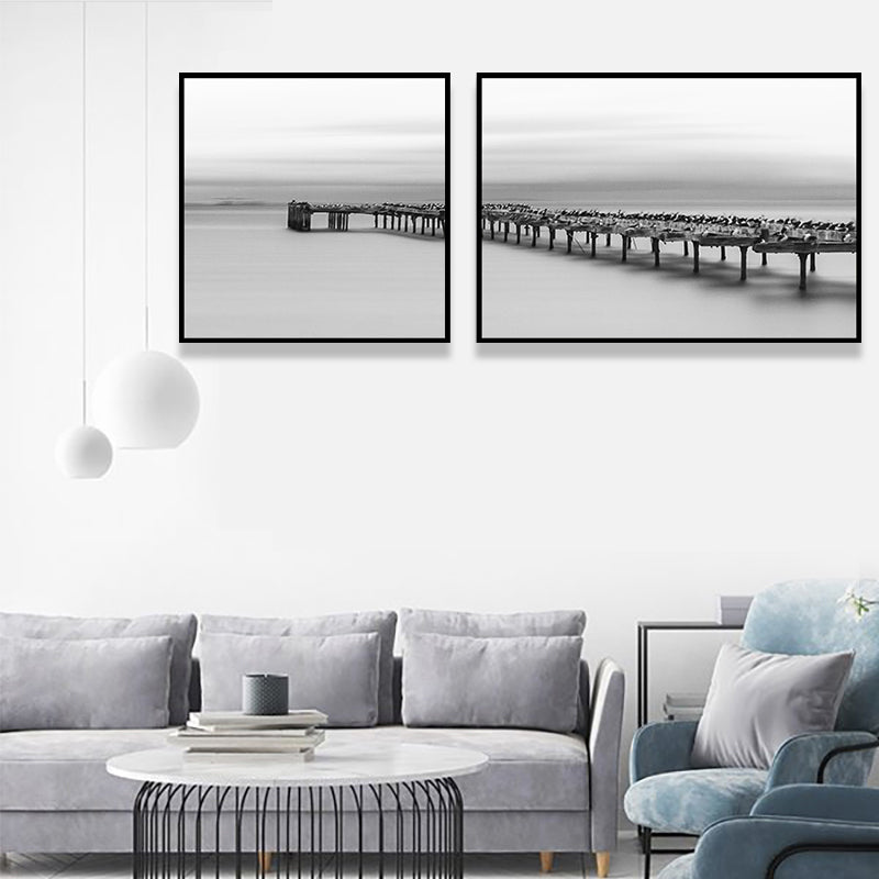 Vivolux | Moderne Zee Brug Wandkunst Lichte Kleur Fotografie Landschap Canvasafdruk voor Kamer