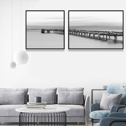Vivolux | Moderne Zee Brug Wandkunst Lichte Kleur Fotografie Landschap Canvasafdruk voor Kamer