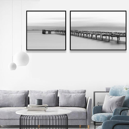 Vivolux | Moderne Zee Brug Wandkunst Lichte Kleur Fotografie Landschap Canvasafdruk voor Kamer