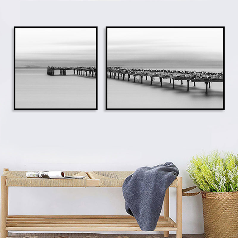 Vivolux | Moderne Zee Brug Wandkunst Lichte Kleur Fotografie Landschap Canvasafdruk voor Kamer