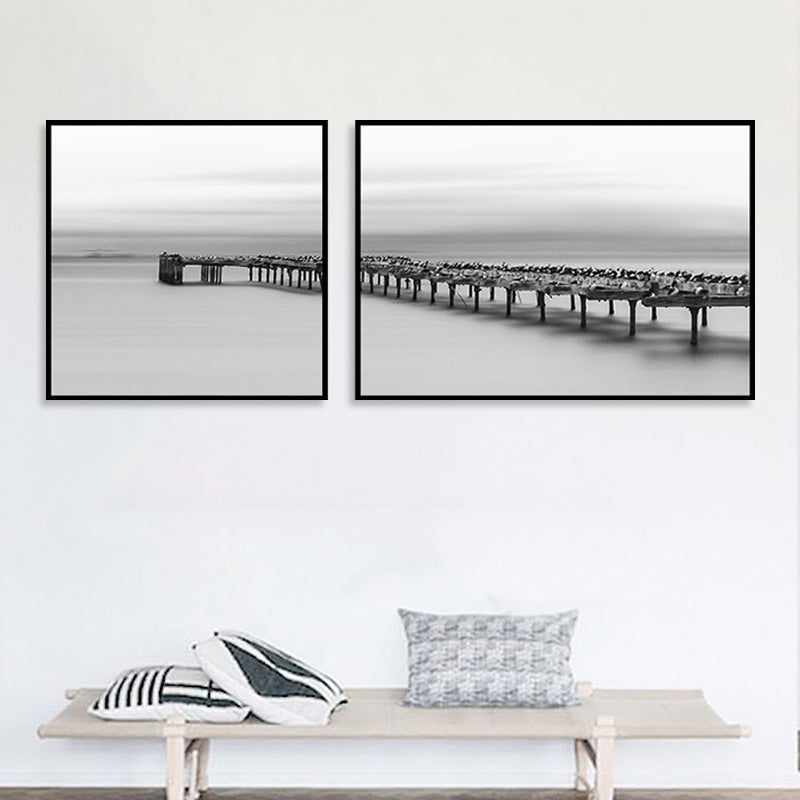 Vivolux | Moderne Zee Brug Wandkunst Lichte Kleur Fotografie Landschap Canvasafdruk voor Kamer