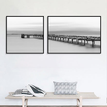 Vivolux | Moderne Zee Brug Wandkunst Lichte Kleur Fotografie Landschap Canvasafdruk voor Kamer