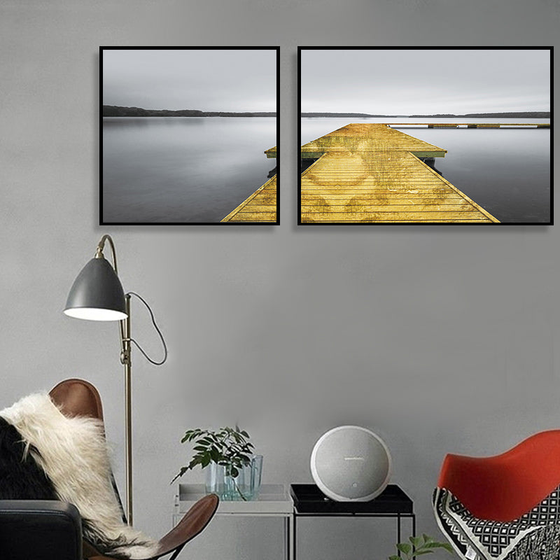Vivolux | Moderne Zee Brug Wandkunst Lichte Kleur Fotografie Landschap Canvasafdruk voor Kamer