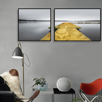 Vivolux | Moderne Zee Brug Wandkunst Lichte Kleur Fotografie Landschap Canvasafdruk voor Kamer