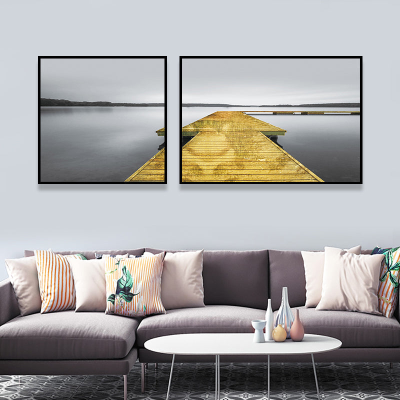 Vivolux | Moderne Zee Brug Wandkunst Lichte Kleur Fotografie Landschap Canvasafdruk voor Kamer