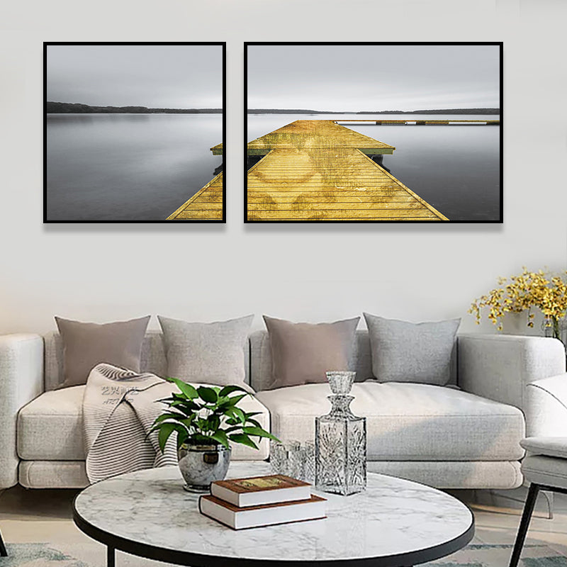 Vivolux | Moderne Zee Brug Wandkunst Lichte Kleur Fotografie Landschap Canvasafdruk voor Kamer