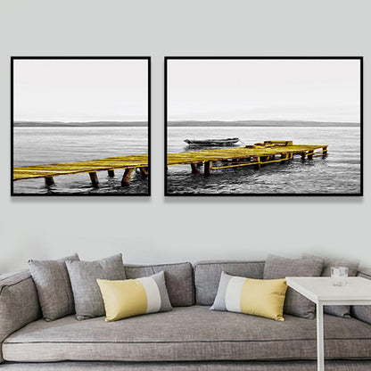 Vivolux | Moderne Zee Brug Wandkunst Lichte Kleur Fotografie Landschap Canvasafdruk voor Kamer