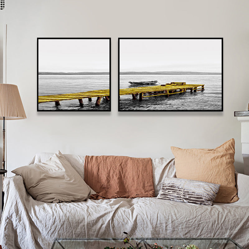 Vivolux | Moderne Zee Brug Wandkunst Lichte Kleur Fotografie Landschap Canvasafdruk voor Kamer