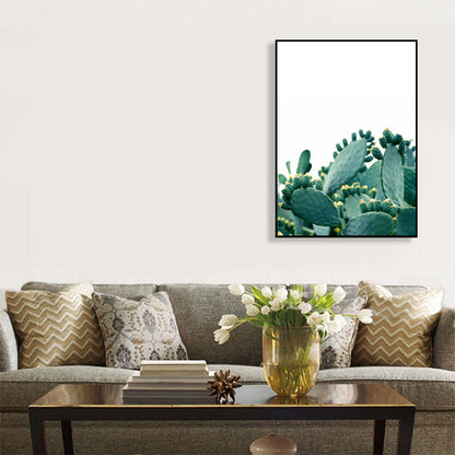 Vivolux | Bonsai Cactus Wandkunst Decor Moderne Stil Textured Leinwanddruck in Grün für Schlafzimmer