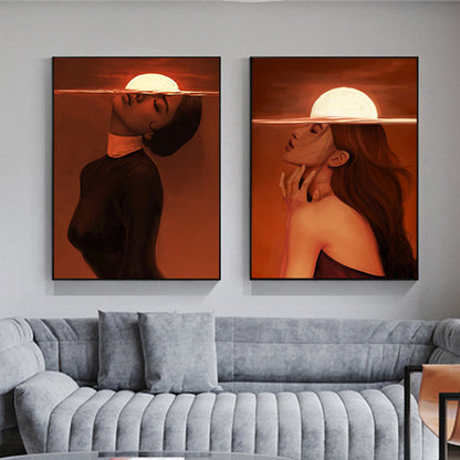 Vivolux | Stylish Mädchen Kunstdruck Zeitgenössischer Stil Leinwand Texturiertes Gemälde in Sanften Farben