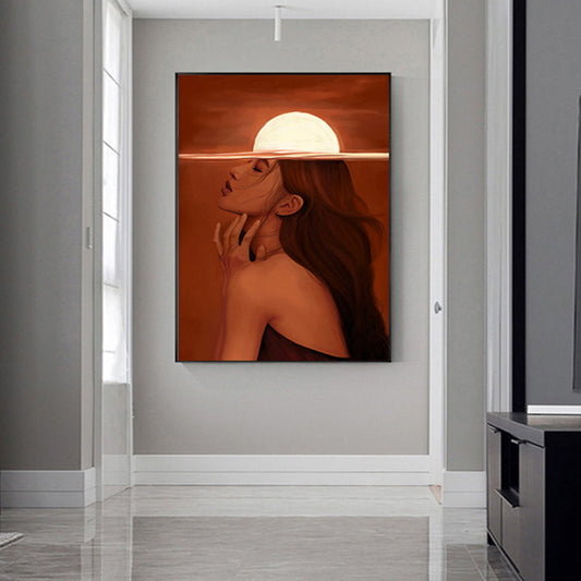 Vivolux | Stylish Mädchen Kunstdruck Zeitgenössischer Stil Leinwand Texturiertes Gemälde in Sanften Farben