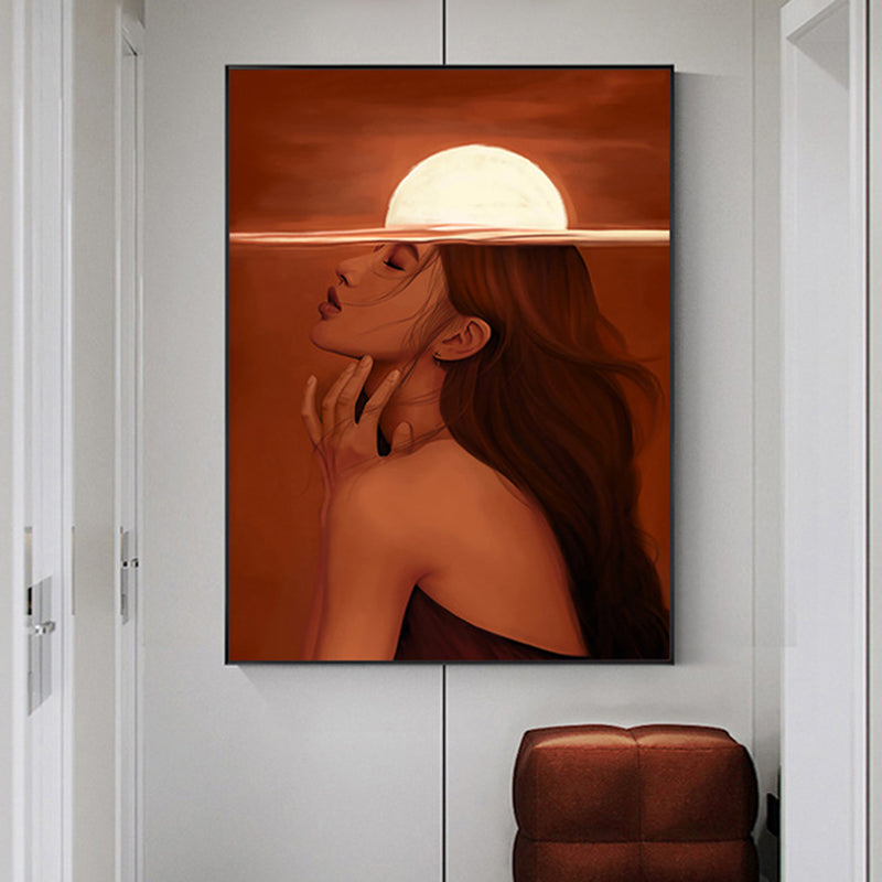 Vivolux | Stylish Mädchen Kunstdruck Zeitgenössischer Stil Leinwand Texturiertes Gemälde in Sanften Farben