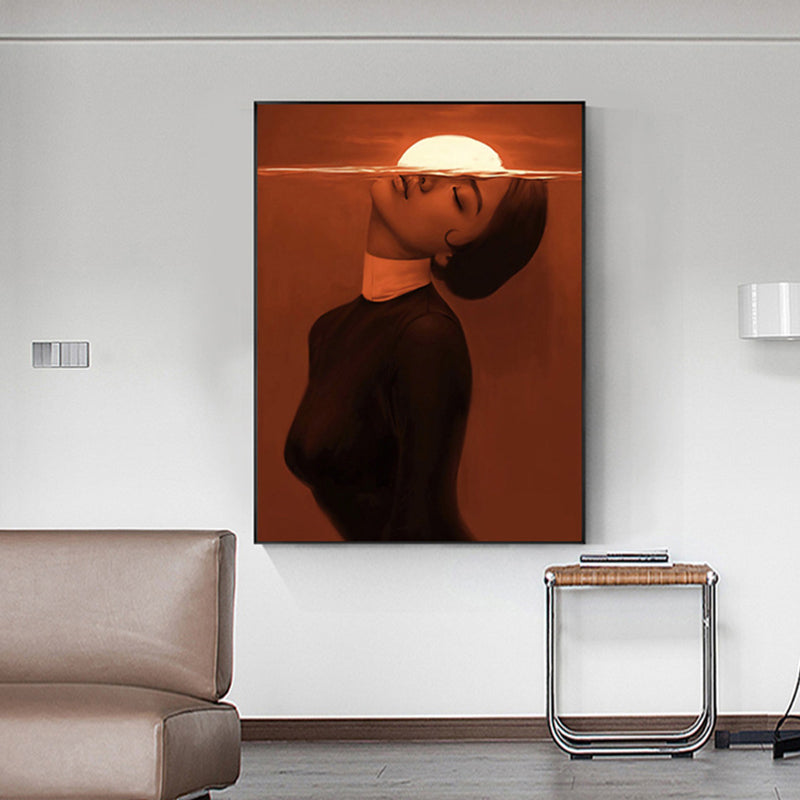 Vivolux | Stylish Mädchen Kunstdruck Zeitgenössischer Stil Leinwand Texturiertes Gemälde in Sanften Farben