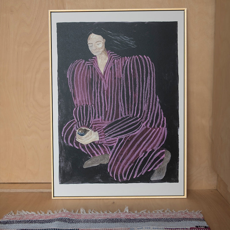 Vivolux | Abstrakter Expressionismus Weibliche Wanddekoration Schlafzimmer Leinwandkunst in Lila, Multiple Größen