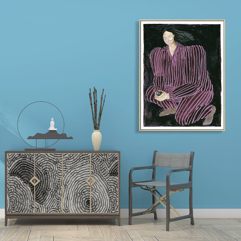 Vivolux | Abstrakter Expressionismus Weibliche Wanddekoration Schlafzimmer Leinwandkunst in Lila, Multiple Größen