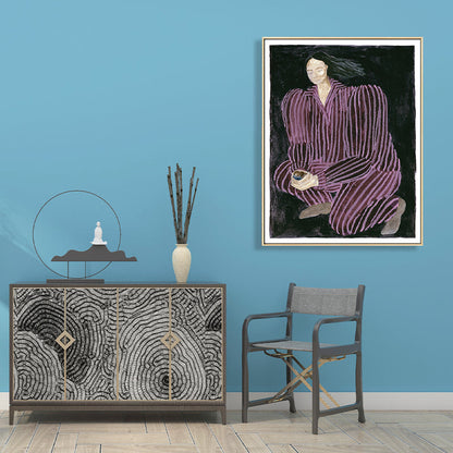 Vivolux | Abstrakter Expressionismus Weibliche Wanddekoration Schlafzimmer Leinwandkunst in Lila, Multiple Größen