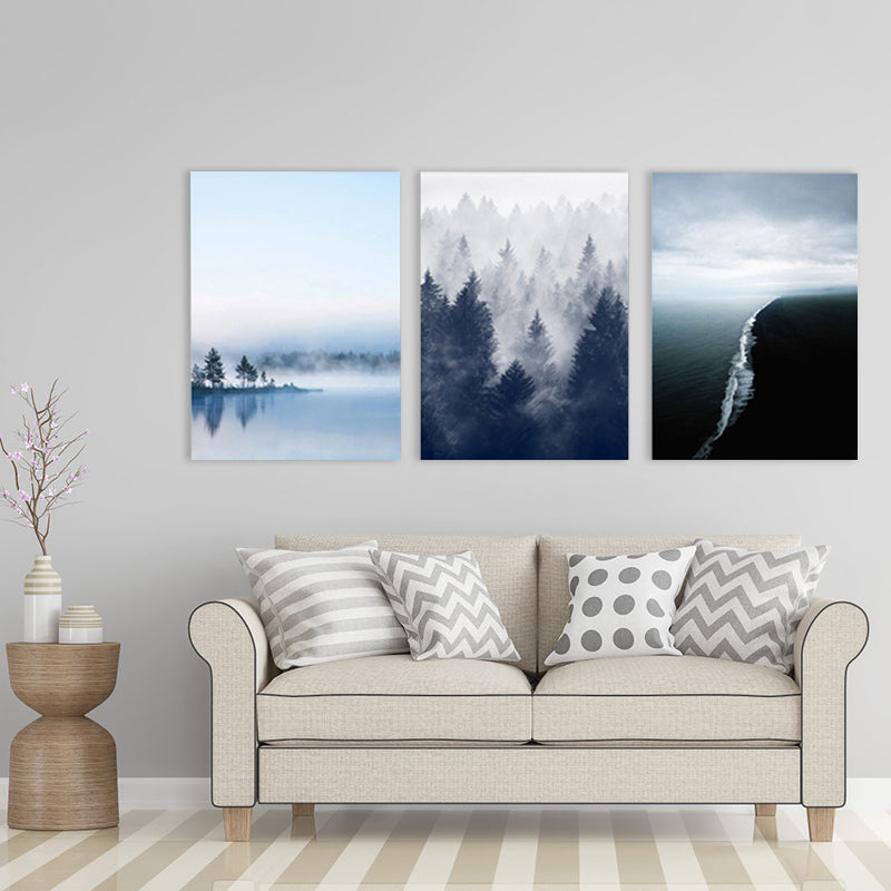Vivolux | Canvas Textured Art Print Modern Forest Landscape Painting, Multiple Sizes, Set of Three