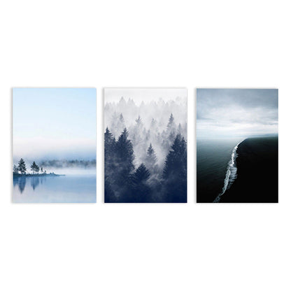 Vivolux | Canvas Textured Art Print Modern Forest Landscape Painting, Multiple Sizes, Set of Three
