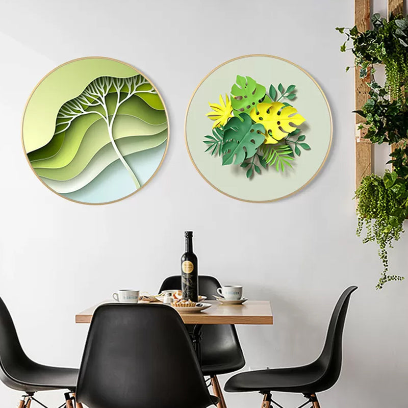 Vivolux | Bladeren Wanddecoratie Moderne Doek Gevarieerd Schilderij in Licht Kleur, Meerdere Maten