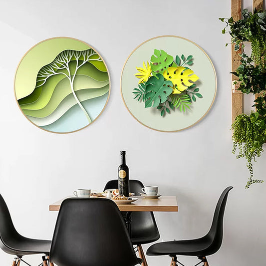 Vivolux | Bladeren Wanddecoratie Moderne Doek Gevarieerd Schilderij in Licht Kleur, Meerdere Maten