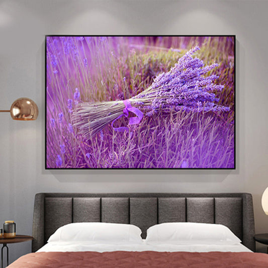 Vivolux | Contemporary Foto Lavendel Wandkunst Leinwand Strukturiert Pastell Wanddekoration für Schlafzimmer