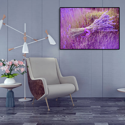Vivolux | Contemporary Foto Lavendel Wandkunst Leinwand Strukturiert Pastell Wanddekoration für Schlafzimmer