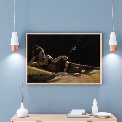 Vivolux | Liegendes Mädchen Leinwanddruck für das Mädchenzimmer in Braun, mehrere Größen erhältlich