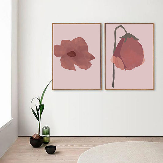 Vivolux | Pink Flower Leinwand Wandkunst Texturiert Nordisch Wohnzimmer Wanddeko, Mehrere Größen