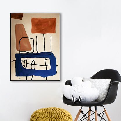 Vivolux | Kindertische Kunst Zeichentuch Blau und Braun Abstrakte Wanddekoration für Kinderzimmer