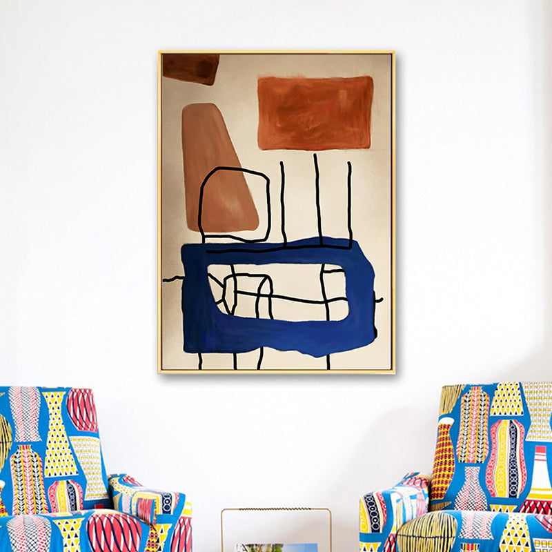 Vivolux | Kindertische Kunst Zeichentuch Blau und Braun Abstrakte Wanddekoration für Kinderzimmer