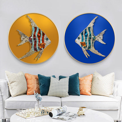 Vivolux | Zachte Kleur Vissen Schilderij Getextureerde Hedendaagse Stijl Eetkamer Canvas Wanddecoratie