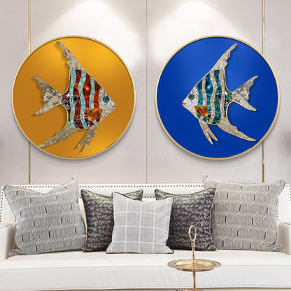 Vivolux | Zachte Kleur Vissen Schilderij Getextureerde Hedendaagse Stijl Eetkamer Canvas Wanddecoratie