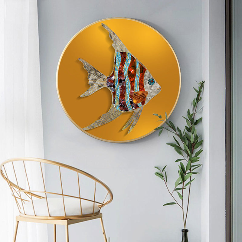 Vivolux | Zachte Kleur Vissen Schilderij Getextureerde Hedendaagse Stijl Eetkamer Canvas Wanddecoratie
