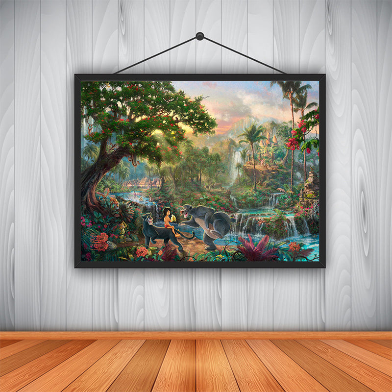 Vivolux | Art Nouveau Wald Kunstdruck Leinwand Grün Erholung Wanddekor, Mehrere Größen Verfügbar