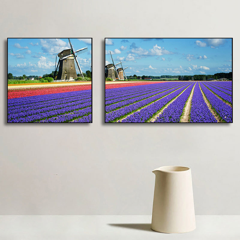 Vivolux | Lavender Field Wall Art Modern Seductive Nature Scene Canvas Print in Purple for Room