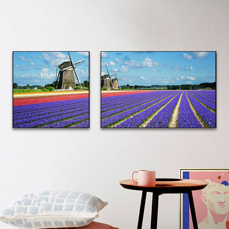 Vivolux | Lavender Field Wall Art Modern Seductive Nature Scene Canvas Print in Purple for Room