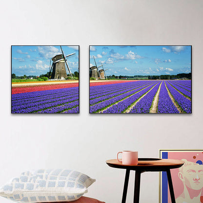 Vivolux | Lavender Field Wall Art Modern Seductive Nature Scene Canvas Print in Purple for Room
