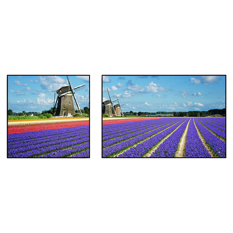 Vivolux | Lavender Field Wall Art Modern Seductive Nature Scene Canvas Print in Purple for Room