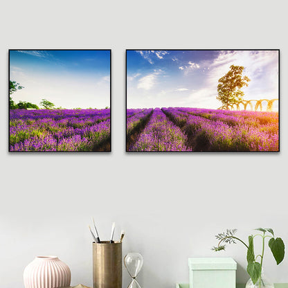 Vivolux | Lavender Field Wall Art Modern Seductive Nature Scene Canvas Print in Purple for Room
