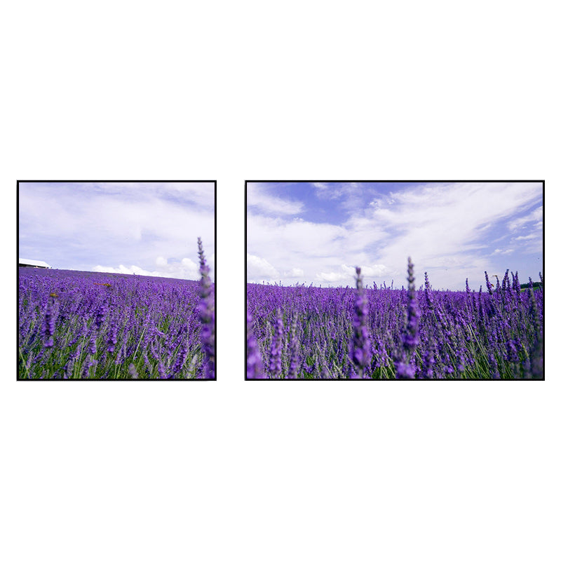 Vivolux | Lavender Field Wall Art Modern Seductive Nature Scene Canvas Print in Purple for Room