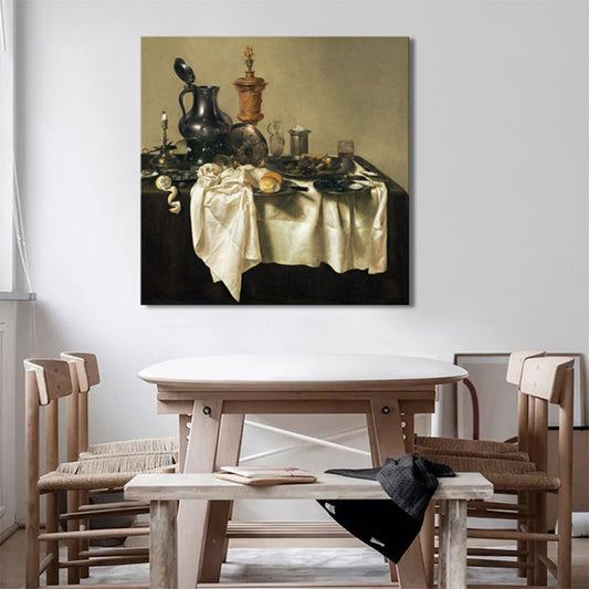 Vivolux | Scattered Tableware Leinwand für Küche Ölmalerei Wandkunst Druck, multiple Größenoptionen