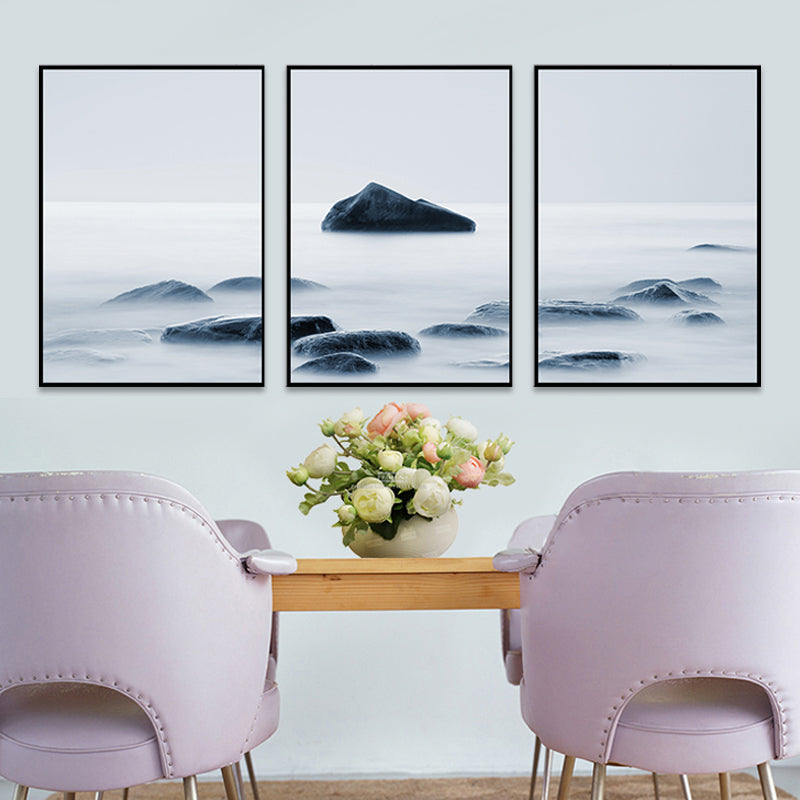 Vivolux | Nebelige Naturlandschaft Wandkunst Drucken Dunkle Farbe Zeitgenössische Leinwand für das Wohnzimmer