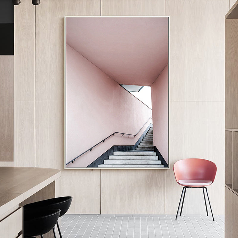 Vivolux | Leinwand-texturiertes Wanddekor im Vintage-Stil Treppenaufgang Gemälde, mehrere Größenoptionen