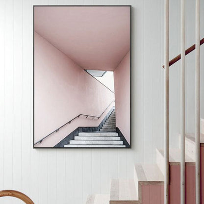 Vivolux | Leinwand-texturiertes Wanddekor im Vintage-Stil Treppenaufgang Gemälde, mehrere Größenoptionen