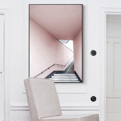 Vivolux | Leinwand-texturiertes Wanddekor im Vintage-Stil Treppenaufgang Gemälde, mehrere Größenoptionen