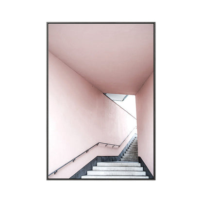 Vivolux | Leinwand-texturiertes Wanddekor im Vintage-Stil Treppenaufgang Gemälde, mehrere Größenoptionen